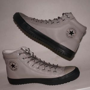 Leather converse all stars mid high grey/black